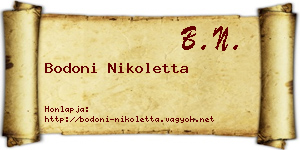 Bodoni Nikoletta névjegykártya